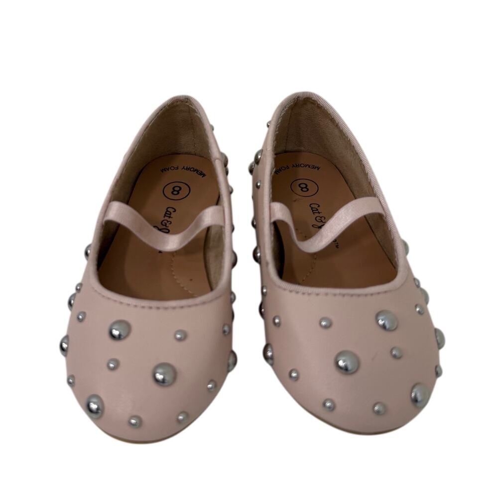 Cat & Jack Pearl Studded Ballet Flat Blush Pink Size 8